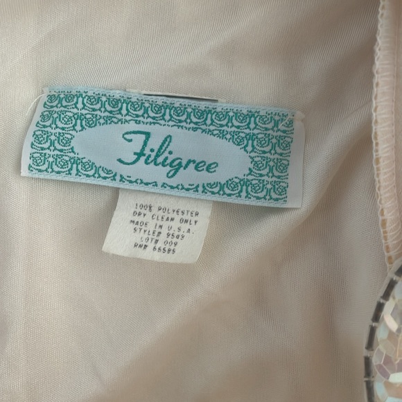 Vintage Filigree Ivory White Ruched Drape Glam Rock Dynasty Dress size 14 - Picture 5 of 8